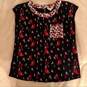 Porridge Navy Blouse